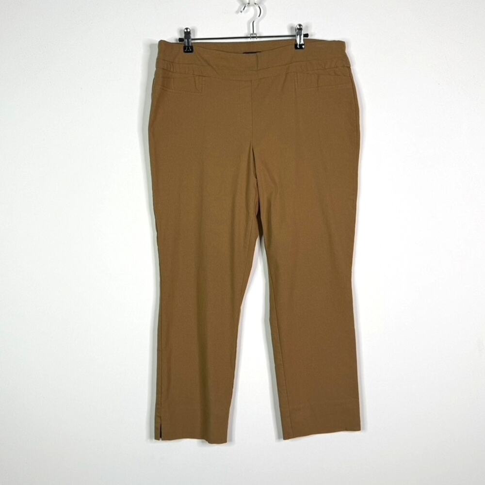 Renuar R1542 Cigarette Style Ankle Pant Brown Womens 14 Pull On Stretch Comfort - Picture 2 of 13